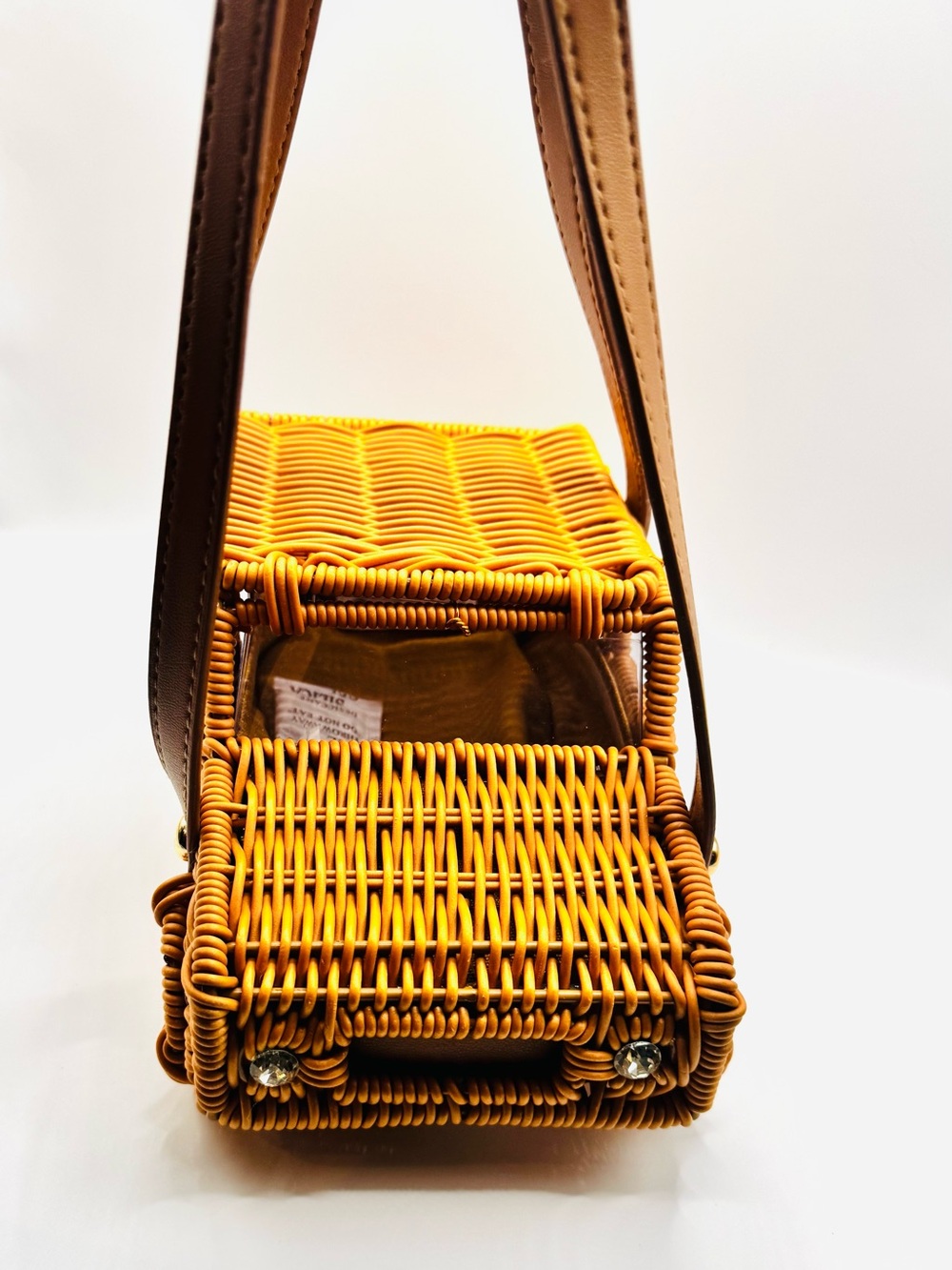 Tommy Bahama Woven Mini Car-Shaped Bag in Honey Brown with Tan Straps - Picture 12 of 12